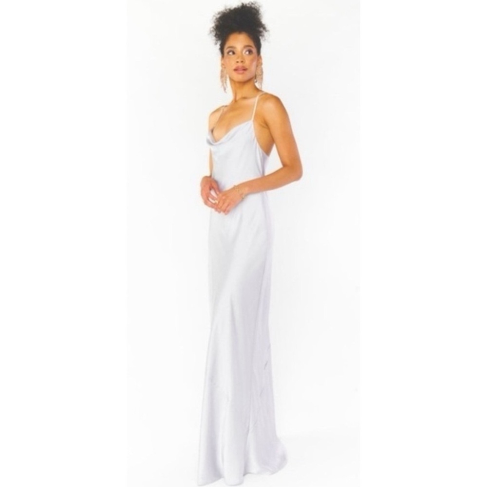 Show Me Your Mumu Tuscany Maxi Slip Dress Silver Luxe Satin Size Large